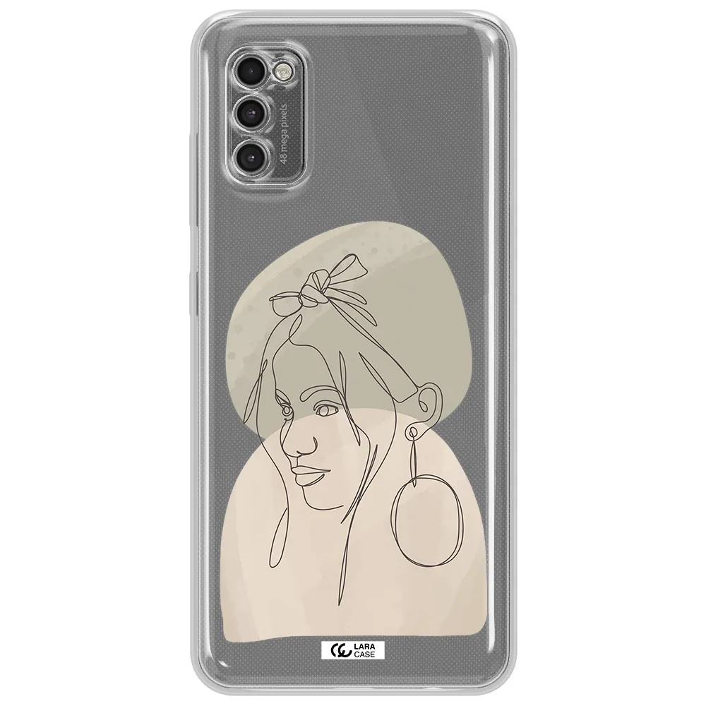 Abstract Female Face Line Art Samsung A41 Clear Tpu Case