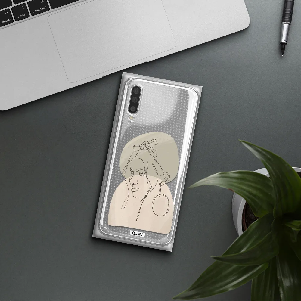 Abstract Female Face Line Art Samsung A50S Clear Tpu Case
