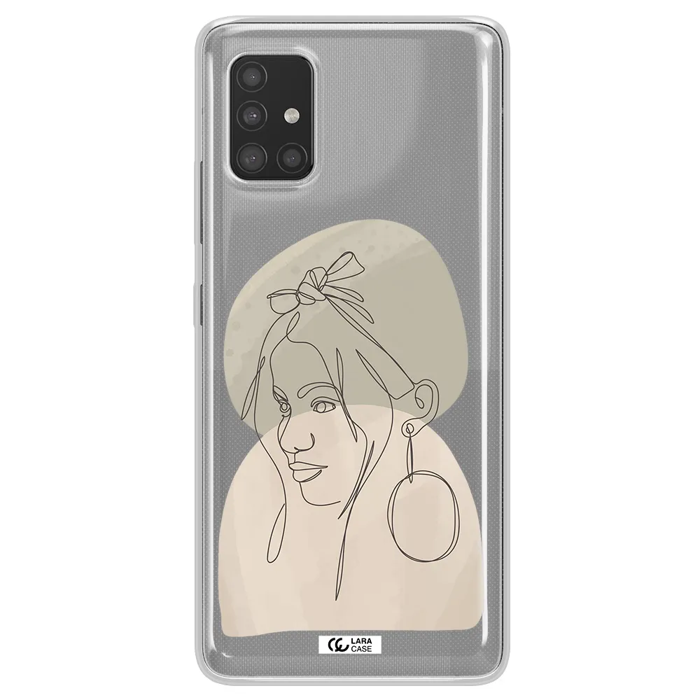 Abstract Female Face Line Art Samsung A51 Clear TPU Case