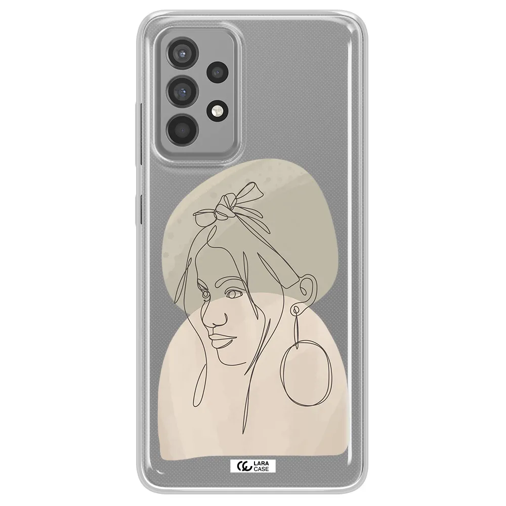 Abstract Female Face Line Art Samsung A52 Clear TPU Case