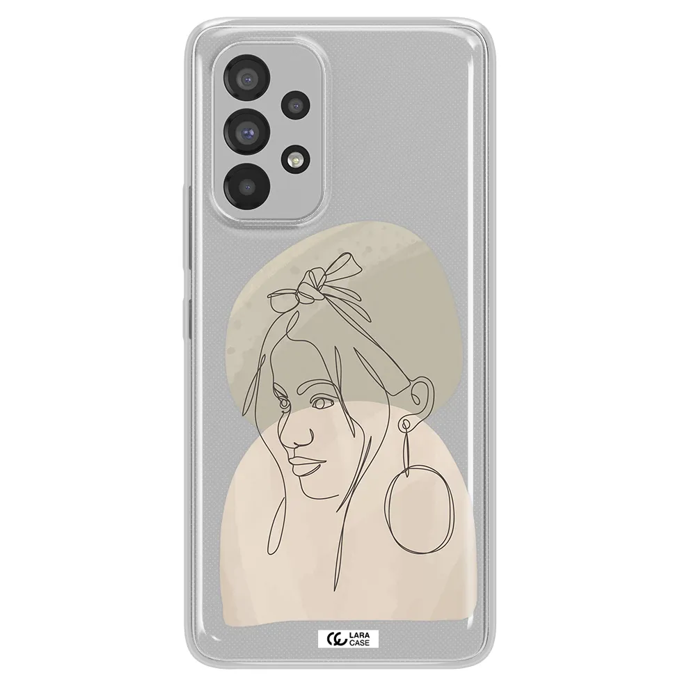 Abstract Female Face Line Art Samsung A53 Clear TPU Case