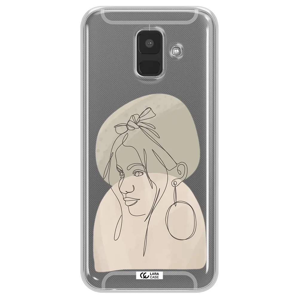 Abstract Female Face Line Art Samsung A6 Clear TPU Case
