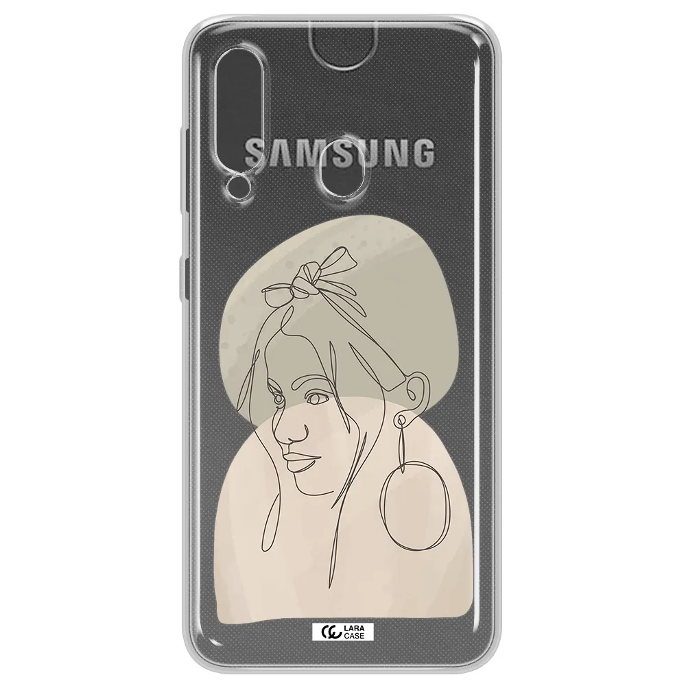 Abstract Female Face Line Art Samsung A60 Clear TPU Case