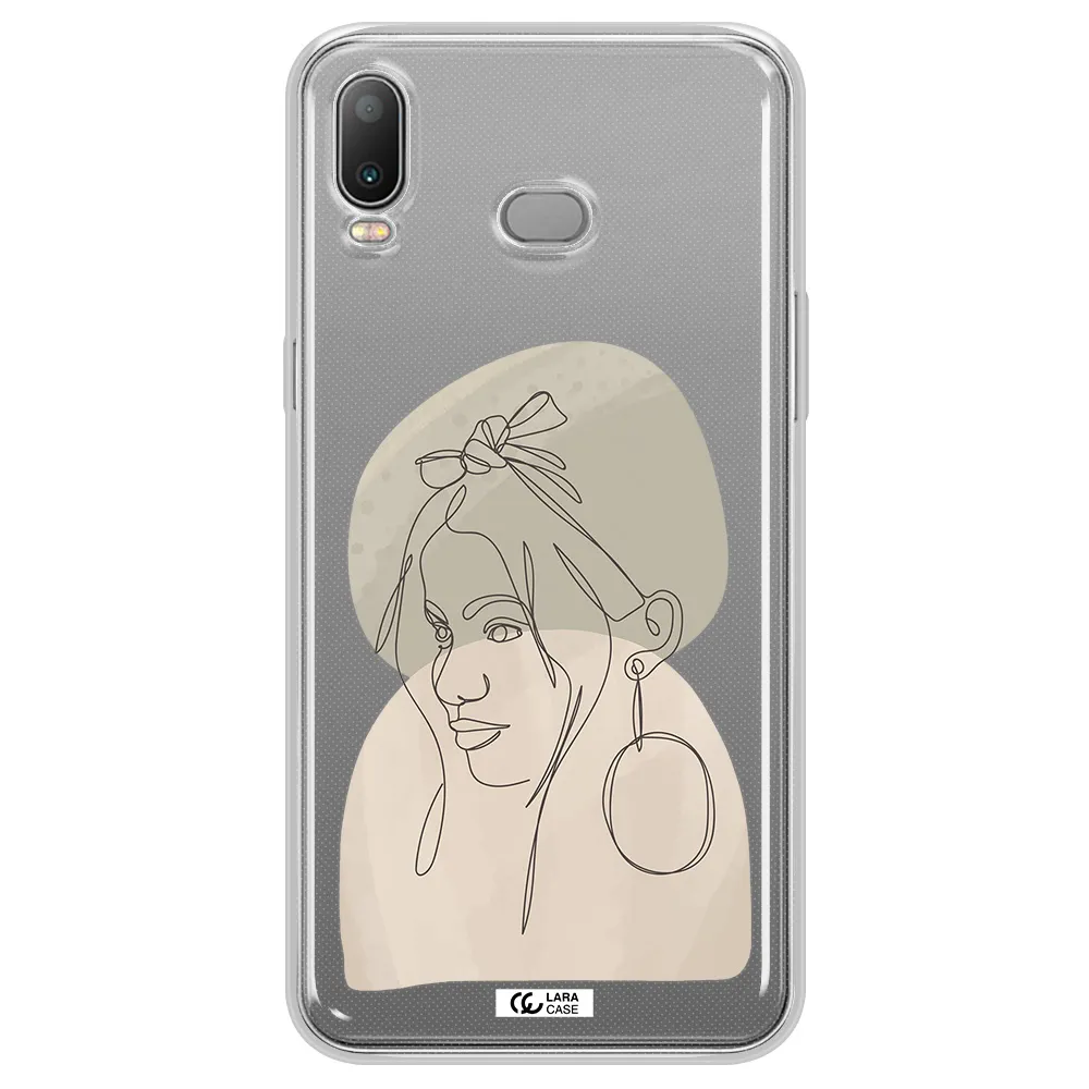 Abstract Female Face Line Art Samsung A6S Clear TPU Case