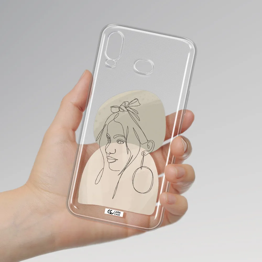 Abstract Female Face Line Art Samsung A6S Clear TPU Case