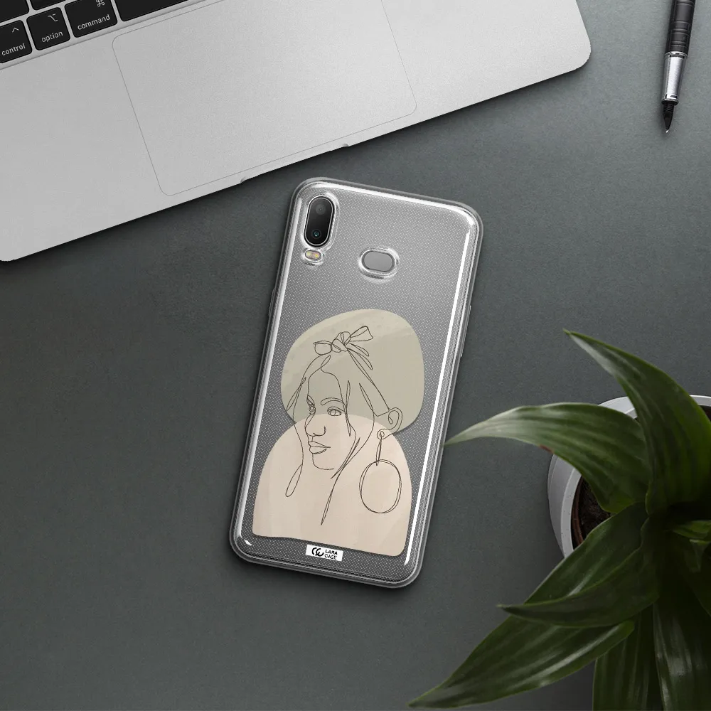 Abstract Female Face Line Art Samsung A6S Clear TPU Case
