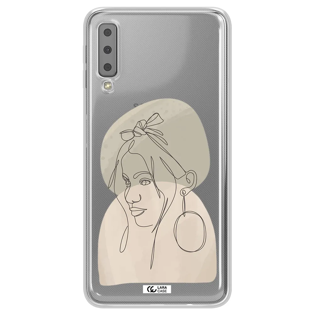 Abstract Female Face Line Art Samsung A7 2018 Clear TPU Case