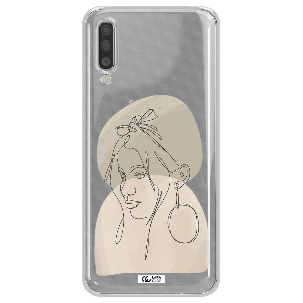 Abstract Female Face Line Art Samsung A70S Clear Tpu Case