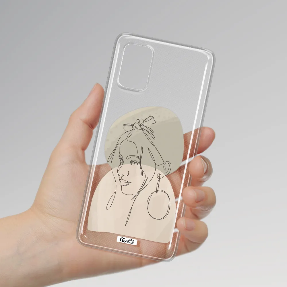 Abstract Female Face Line Art Samsung A71 Clear TPU Case