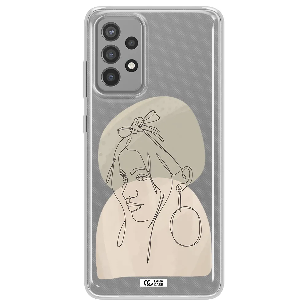 Abstract Female Face Line Art Samsung A72 Clear TPU Case