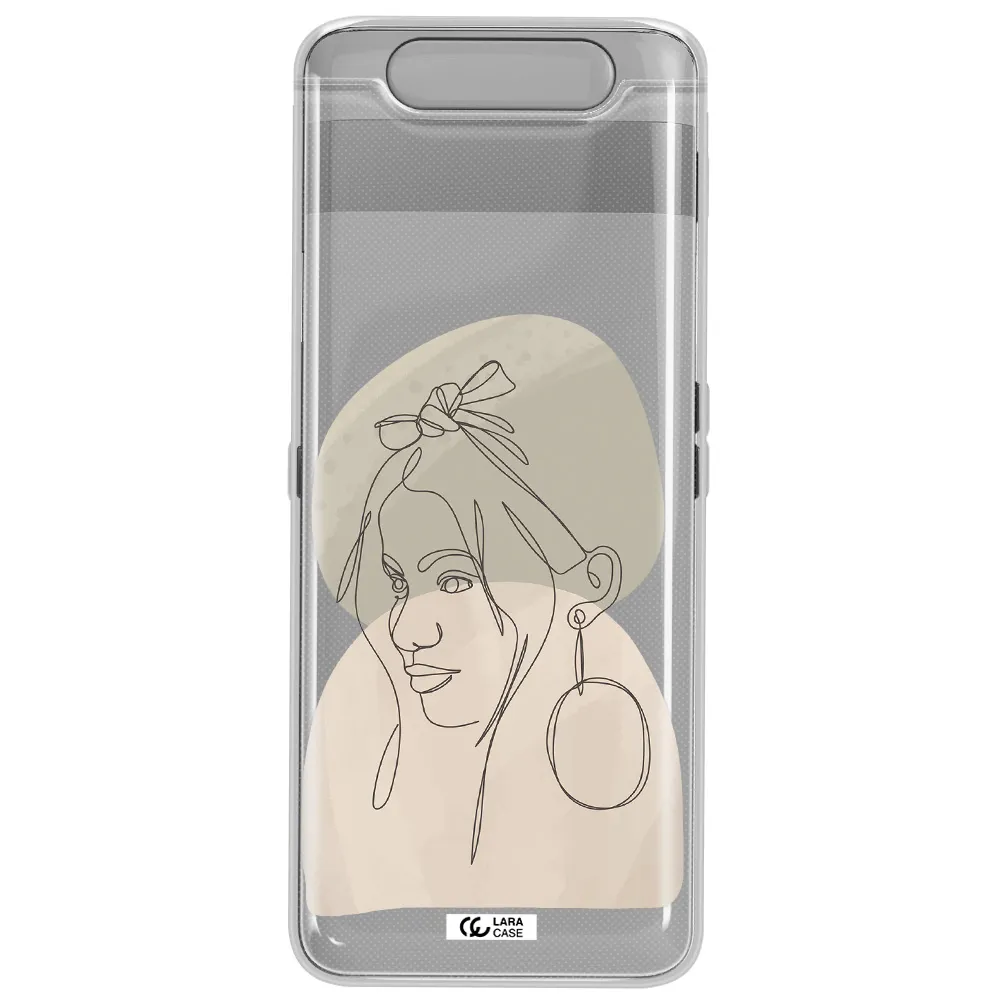 Abstract Female Face Line Art Samsung A80 Clear TPU Case