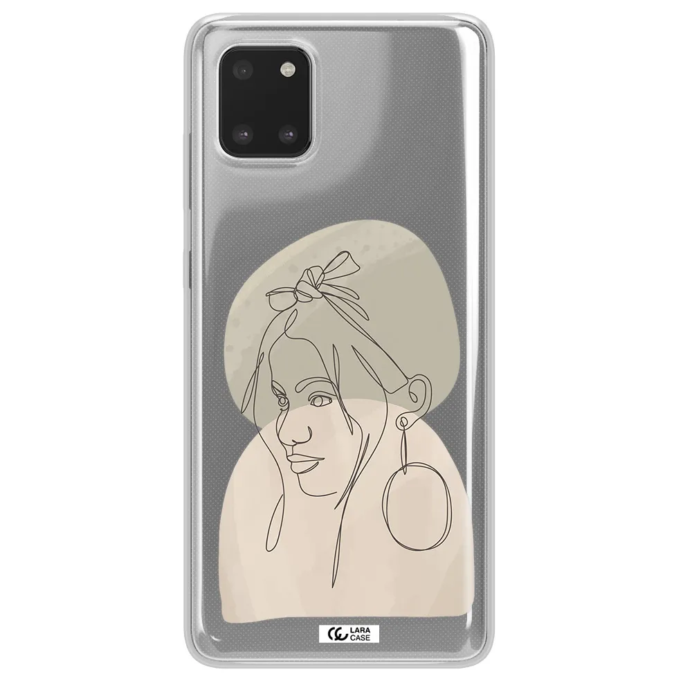Abstract Female Face Line Art Samsung A81 Clear TPU Case