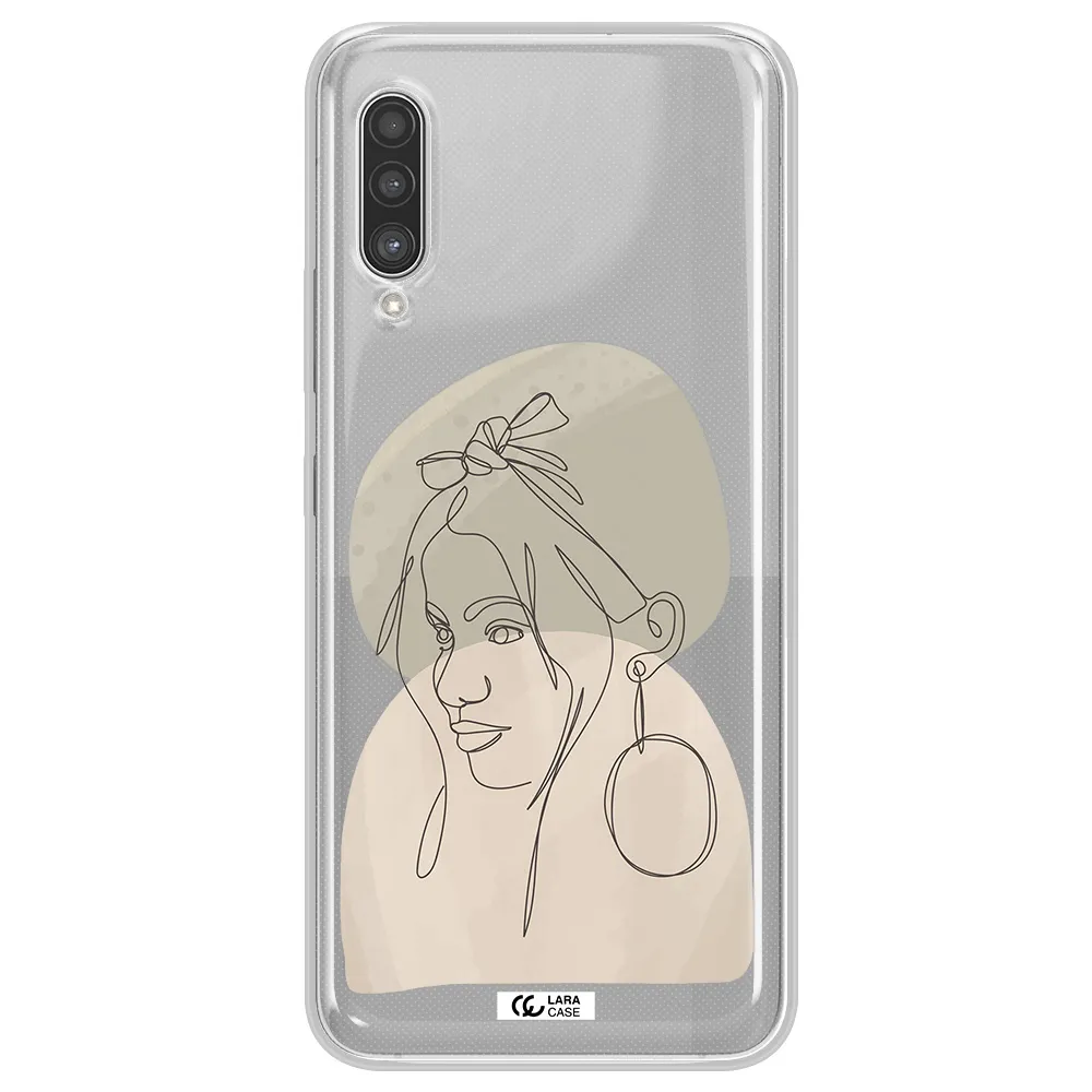 Abstract Female Face Line Art Samsung A90 Clear TPU Case