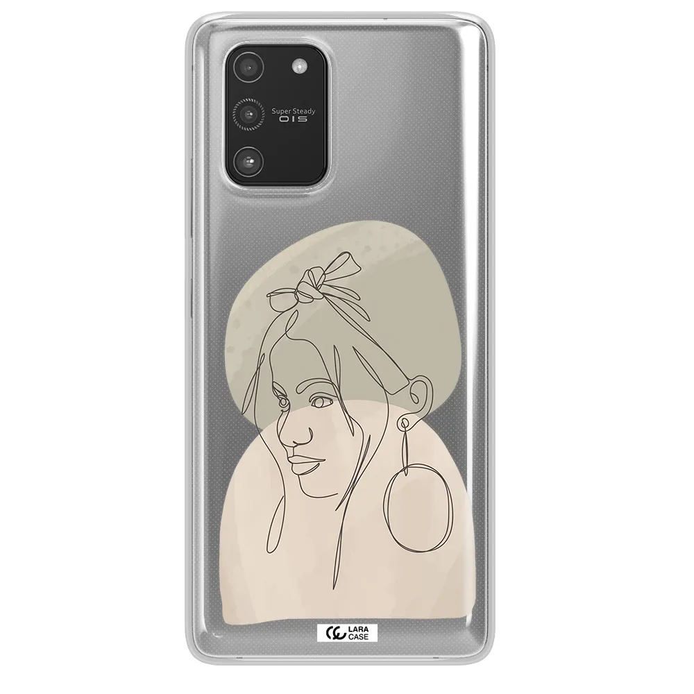 Abstract Female Face Line Art Samsung A91 Clear TPU Case