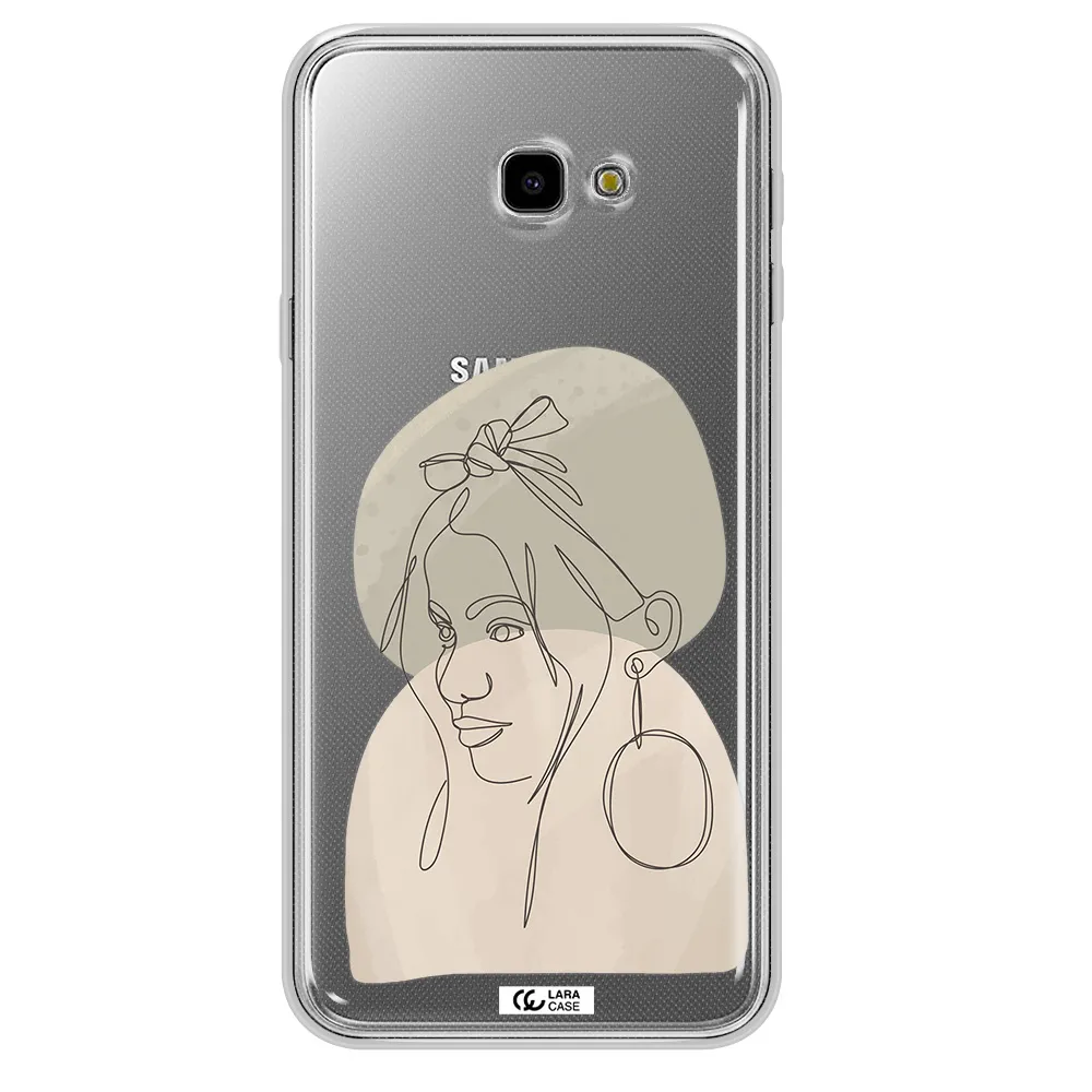 Abstract Female Face Line Art Samsung J4 Plus Clear TPU Case