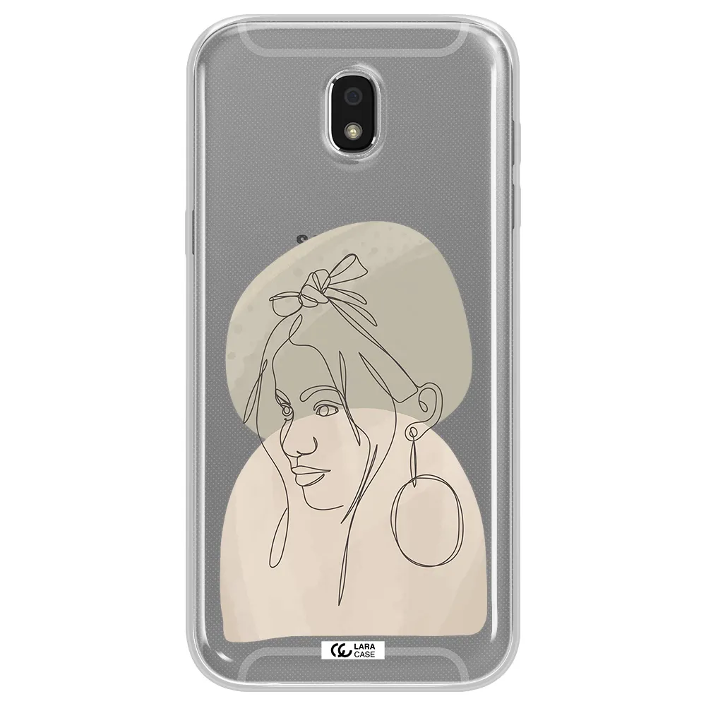 Abstract Female Face Line Art Samsung J5 2017 Clear TPU Case