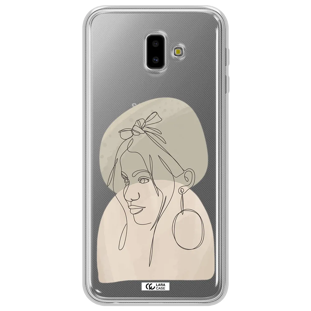 Abstract Female Face Line Art Samsung J6 Plus Clear TPU Case