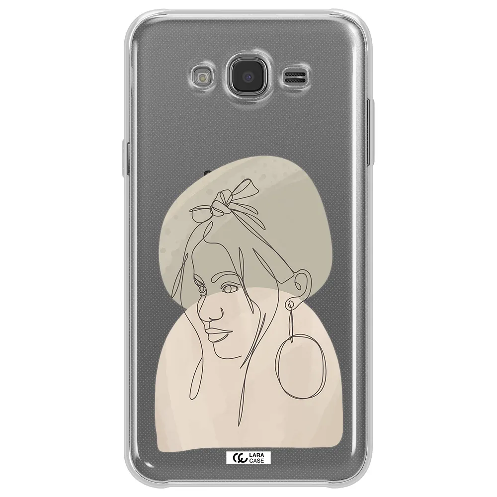 Abstract Female Face Line Art Samsung J7 2015 Clear TPU Case