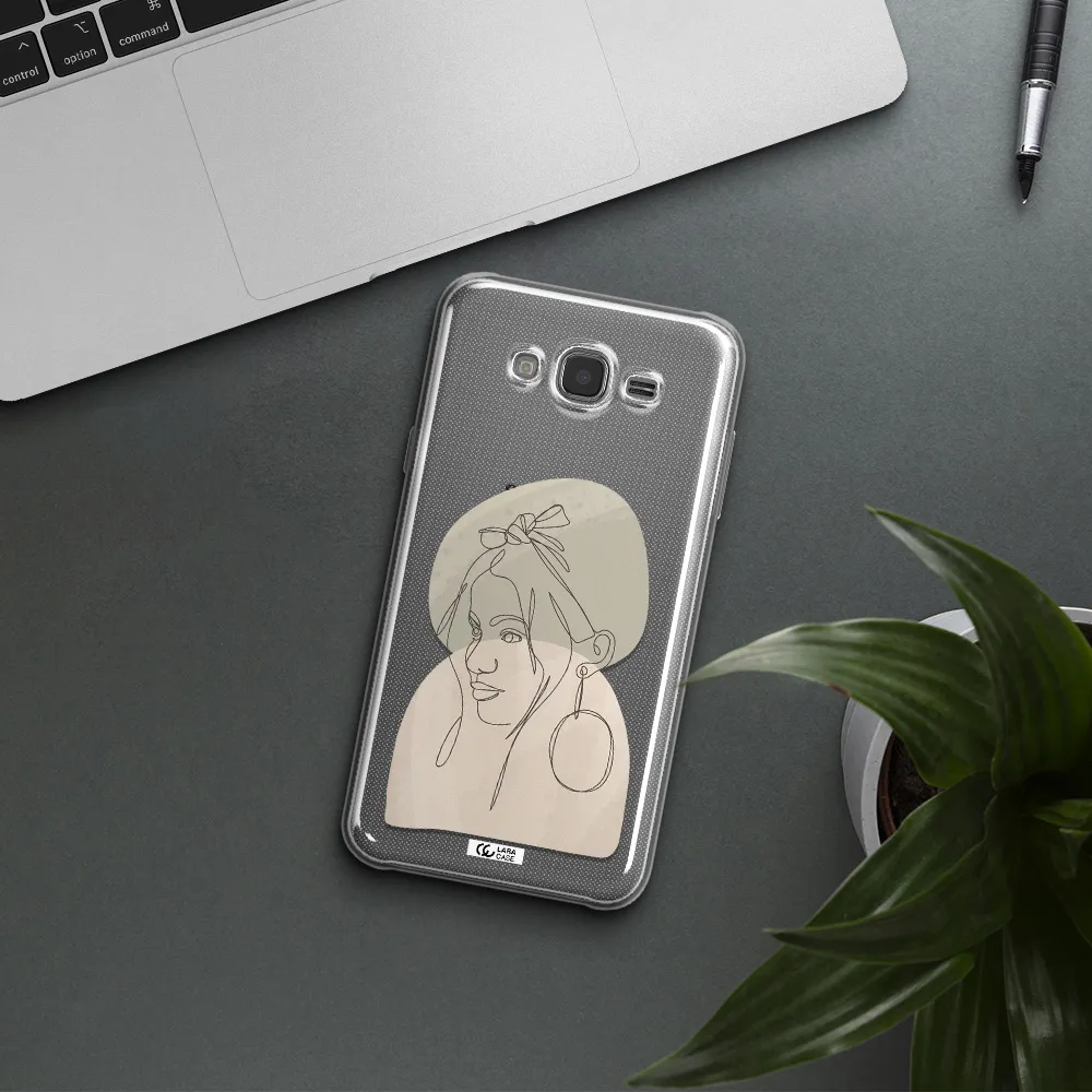 Abstract Female Face Line Art Samsung J7 2015 Clear TPU Case