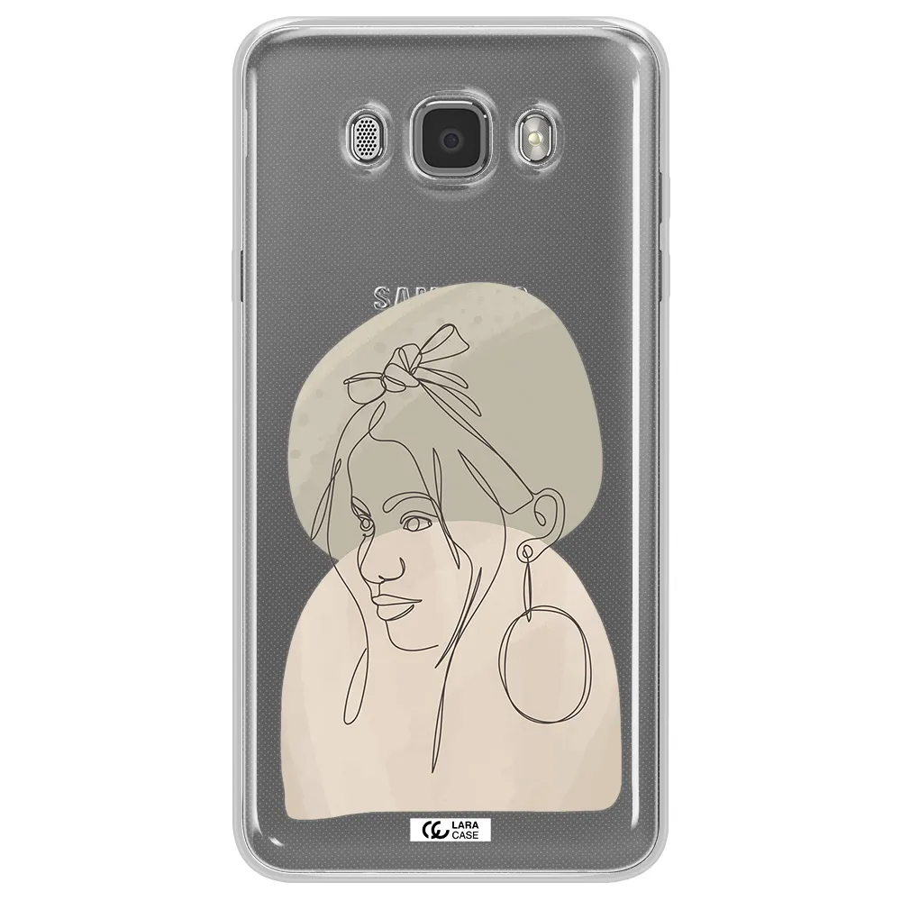 Abstract Female Face Line Art Samsung J7 2016 Clear TPU Case