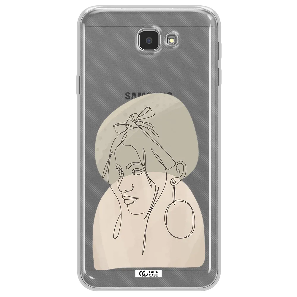 Abstract Female Face Line Art Samsung J7 Prim Clear TPU Case