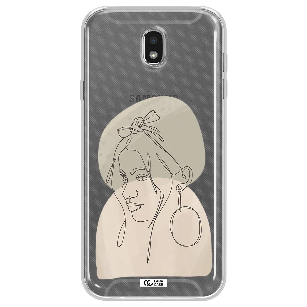 Abstract Female Face Line Art Samsung J7 Pro Clear TPU Case