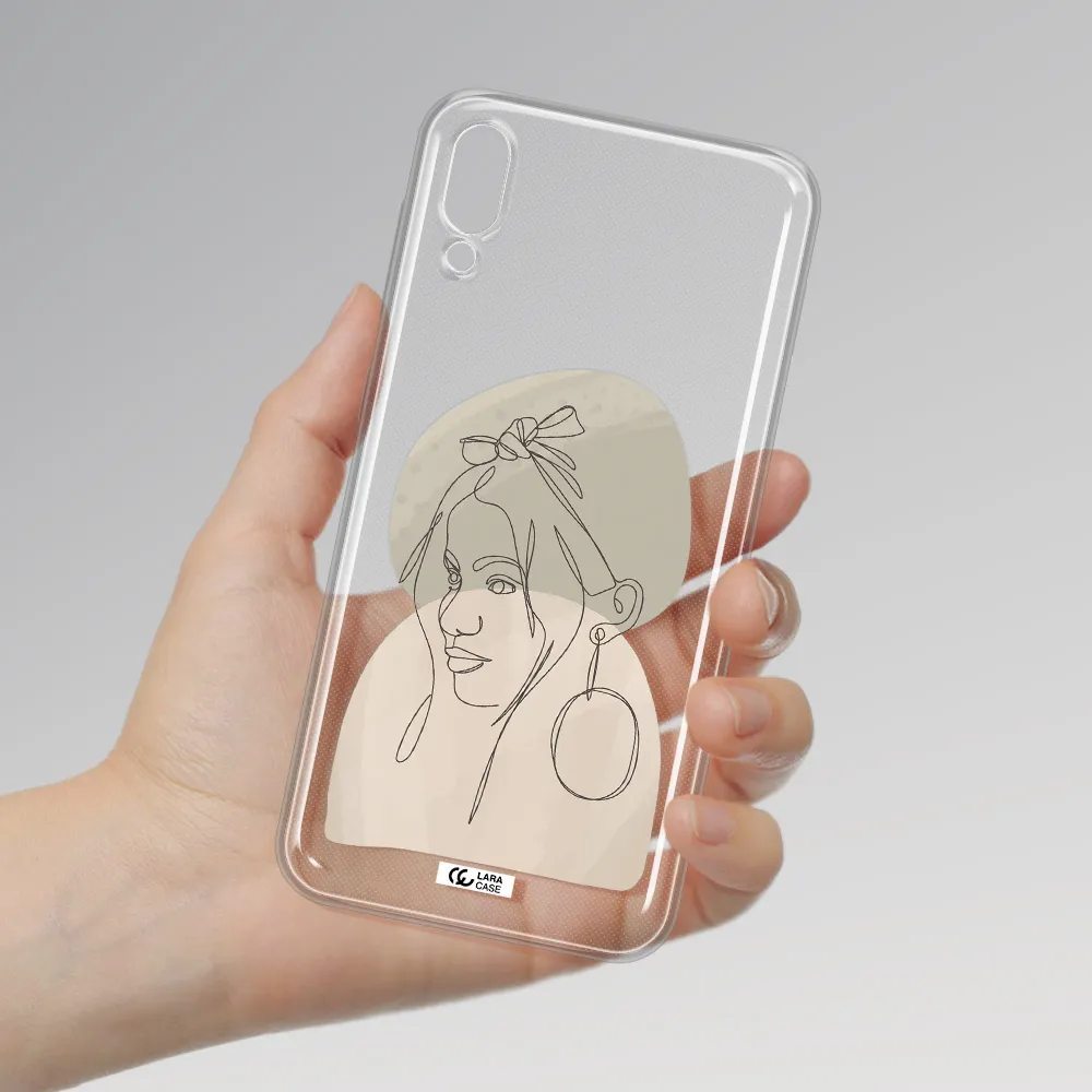 Abstract Female Face Line Art Samsung M10 Clear TPU Case