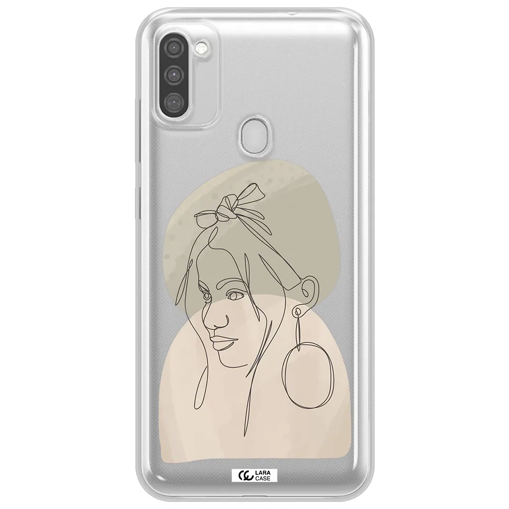 Abstract Female Face Line Art Samsung M11 Clear TPU Case
