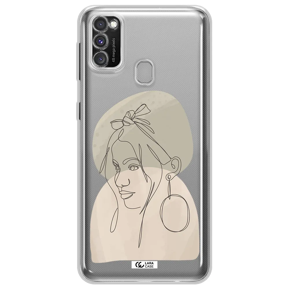 Abstract Female Face Line Art Samsung M30S Clear TPU Case