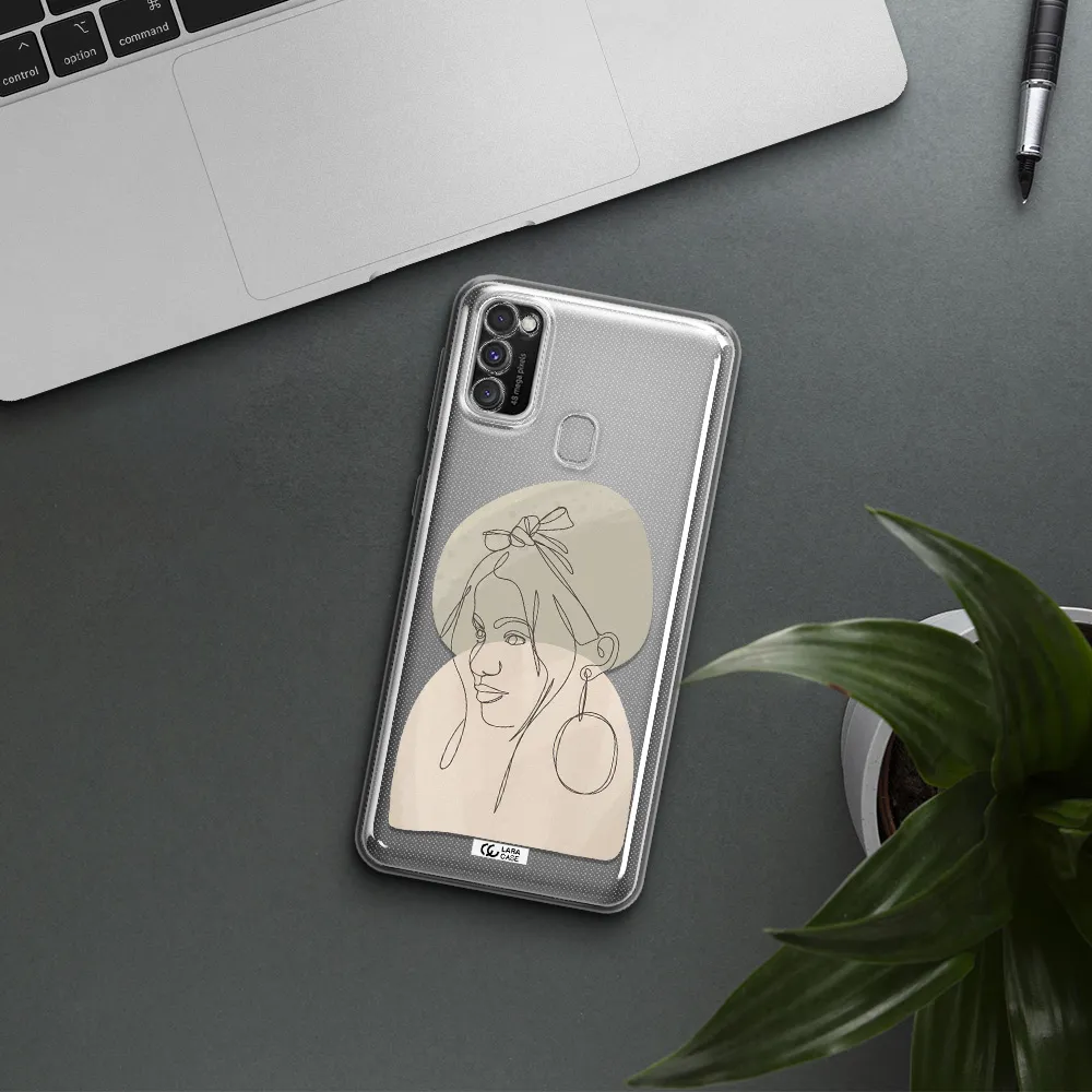 Abstract Female Face Line Art Samsung M30S Clear TPU Case