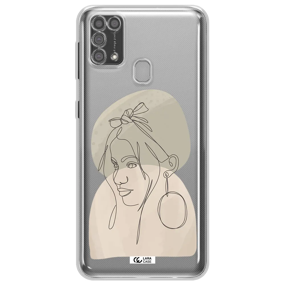 Abstract Female Face Line Art Samsung M31 Clear TPU Case