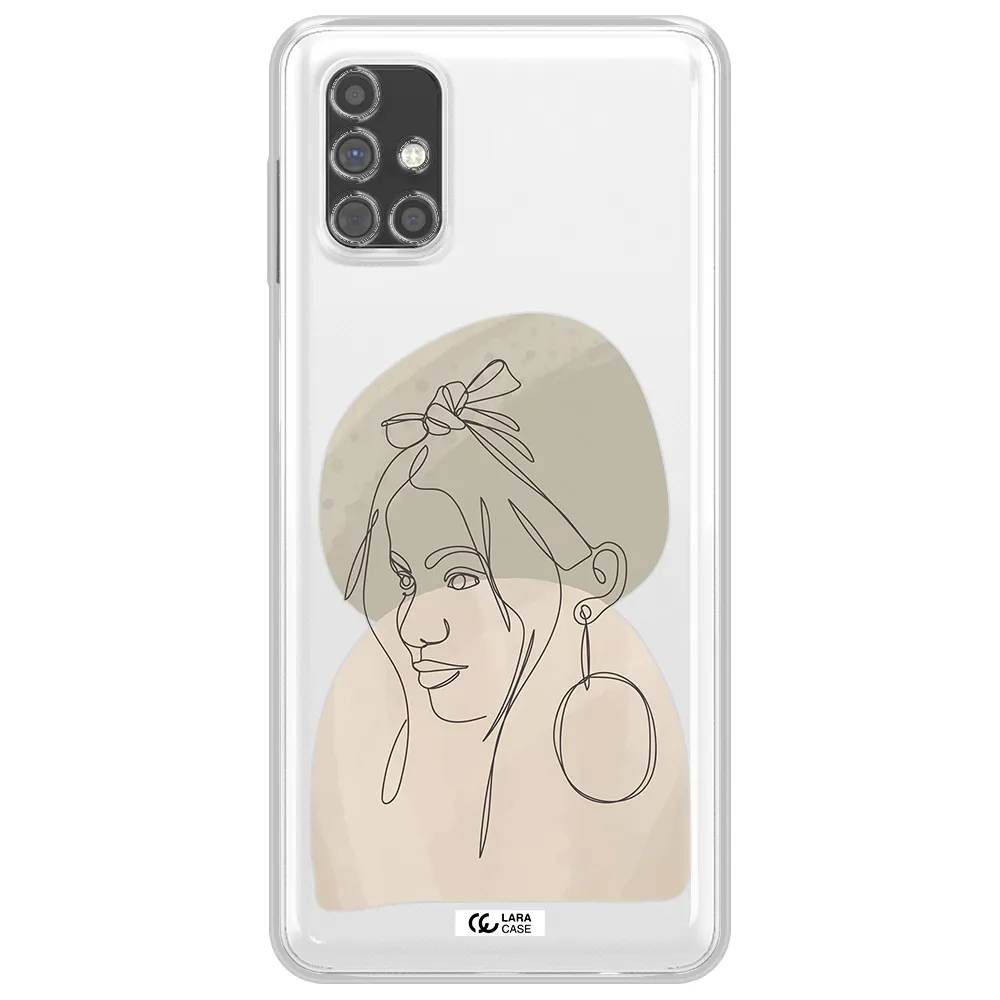 Abstract Female Face Line Art Samsung M31S Clear TPU Case