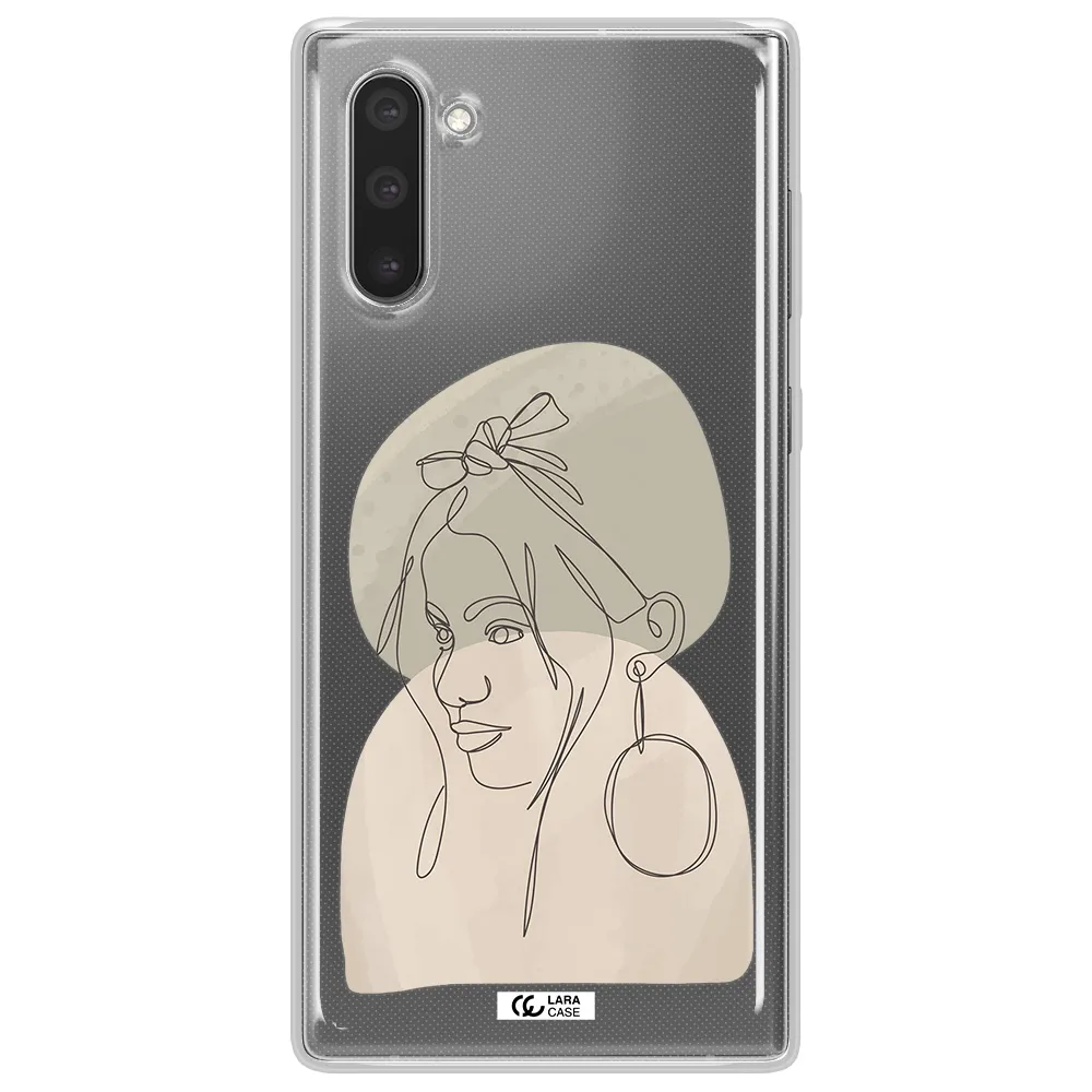Abstract Female Face Line Art Samsung Note 10 Clear TPU Case