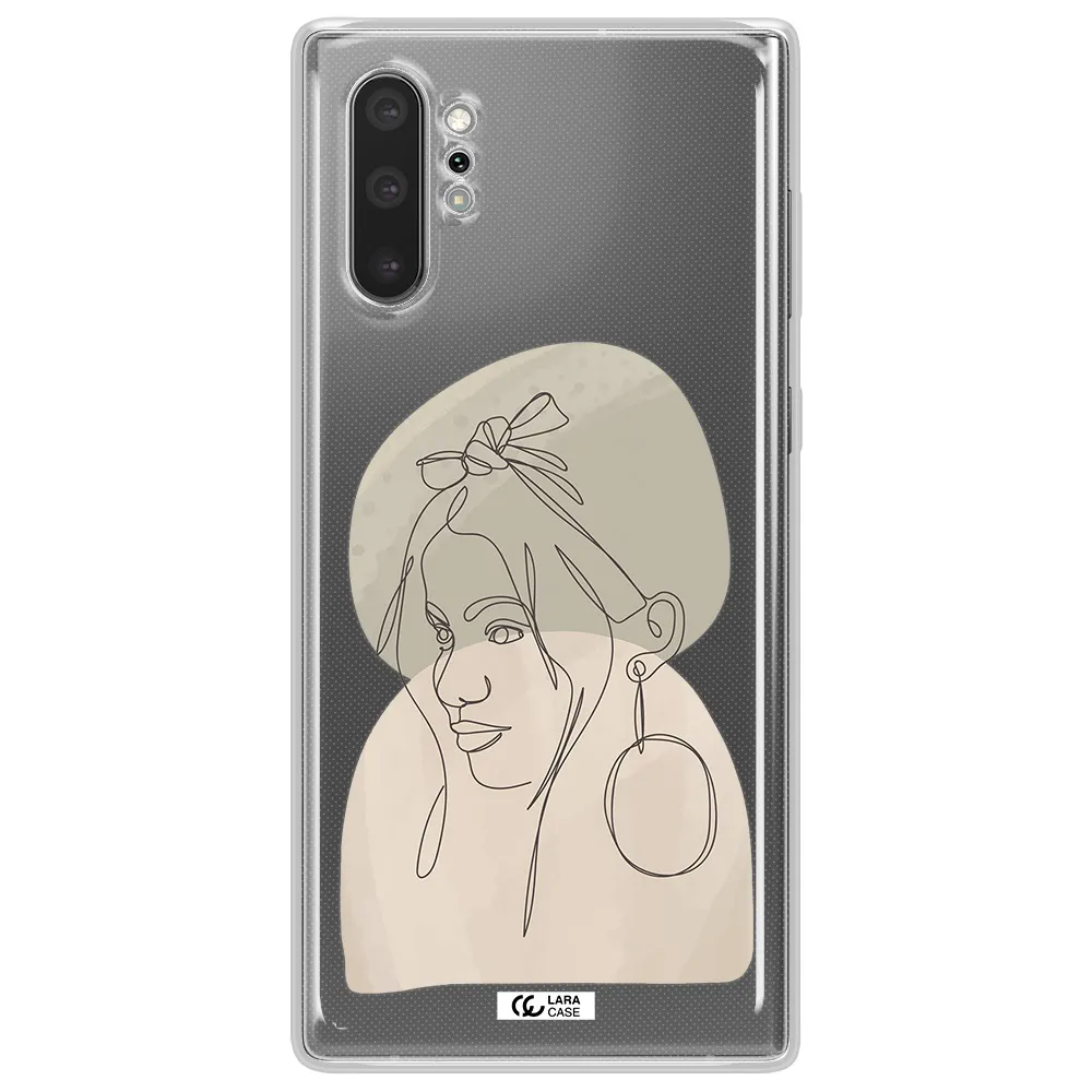 Abstract Female Face Line Art Samsung Note 10 Plus Clear TPU Case