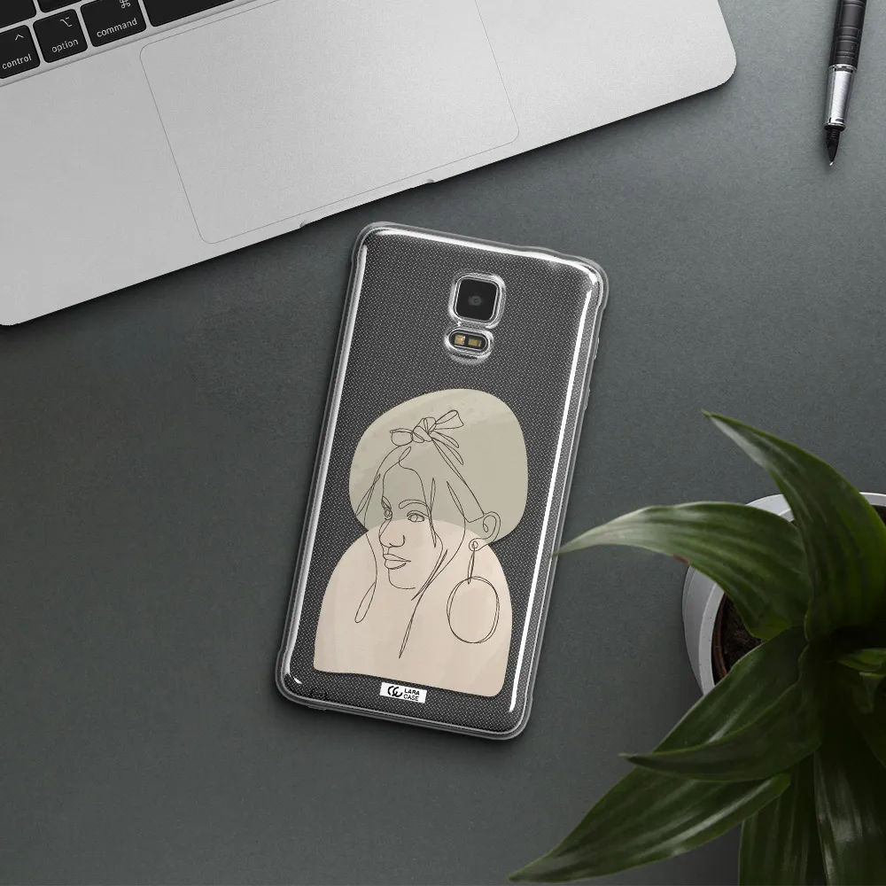 Abstract Female Face Line Art Samsung Note 4 Clear TPU Case