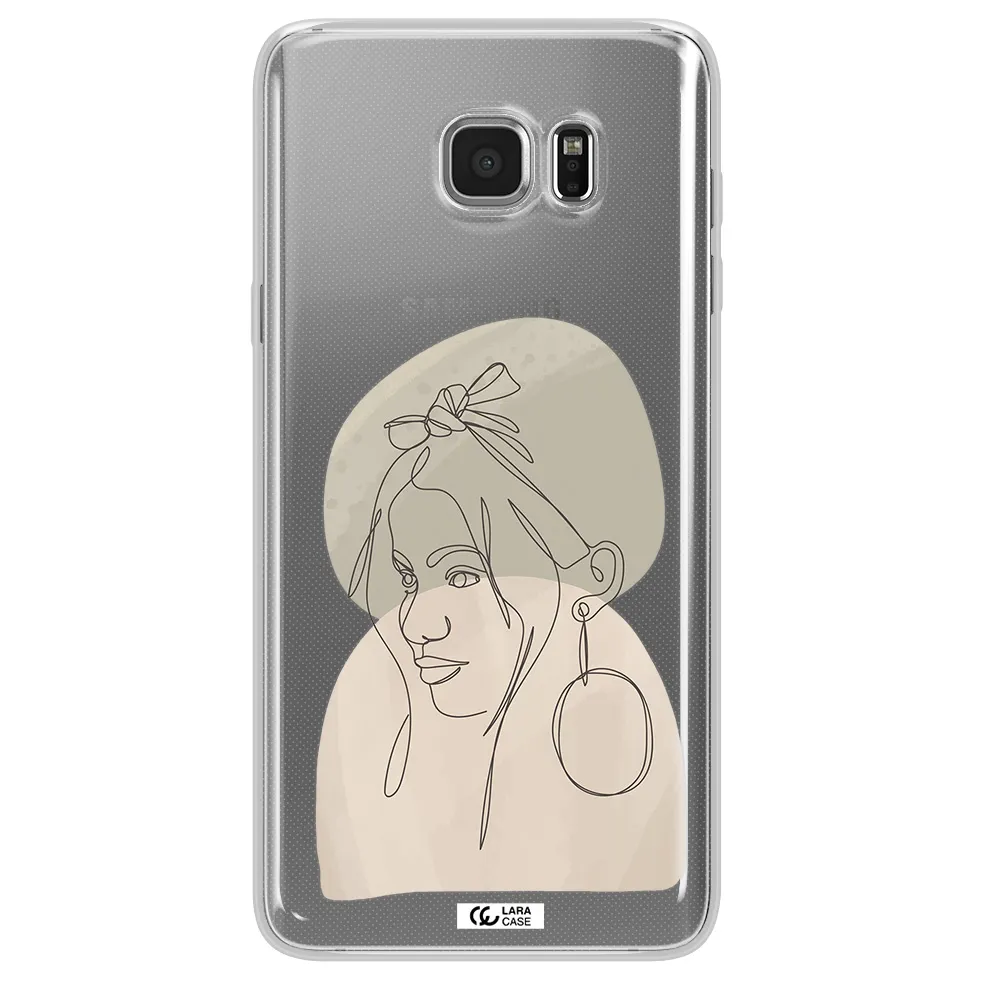 Abstract Female Face Line Art Samsung Note 5 Clear TPU Case