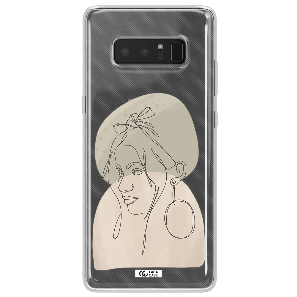 Abstract Female Face Line Art Samsung Note 8 Clear TPU Case