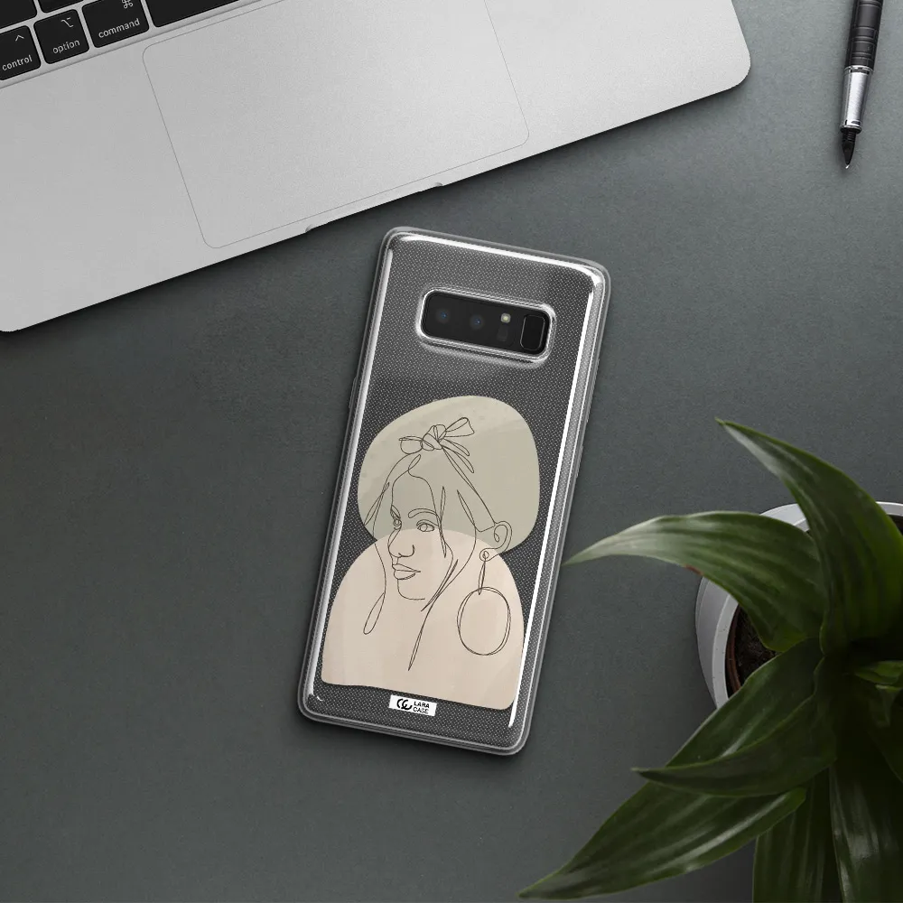 Abstract Female Face Line Art Samsung Note 8 Clear TPU Case