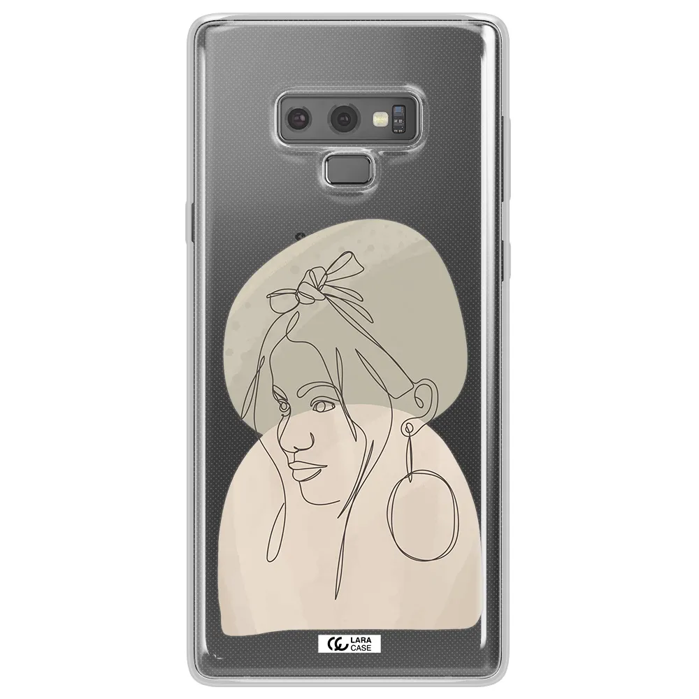 Abstract Female Face Line Art Samsung Note 9 Clear TPU Case