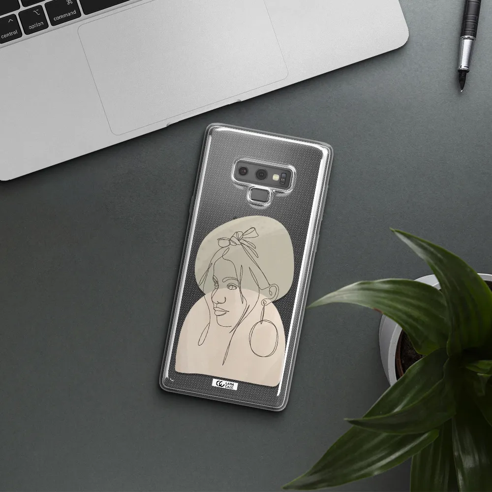 Abstract Female Face Line Art Samsung Note 9 Clear TPU Case