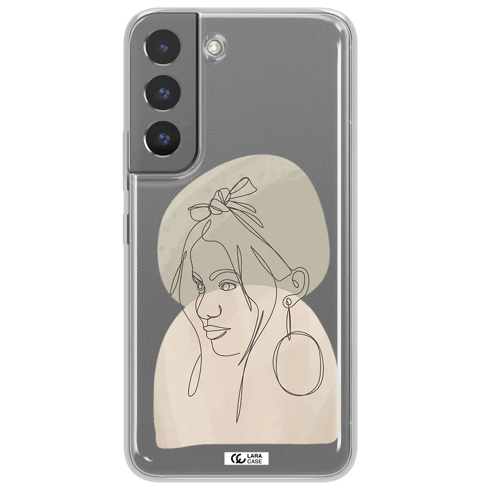Abstract Female Face Line Art Samsung S 22 Clear TPU Case