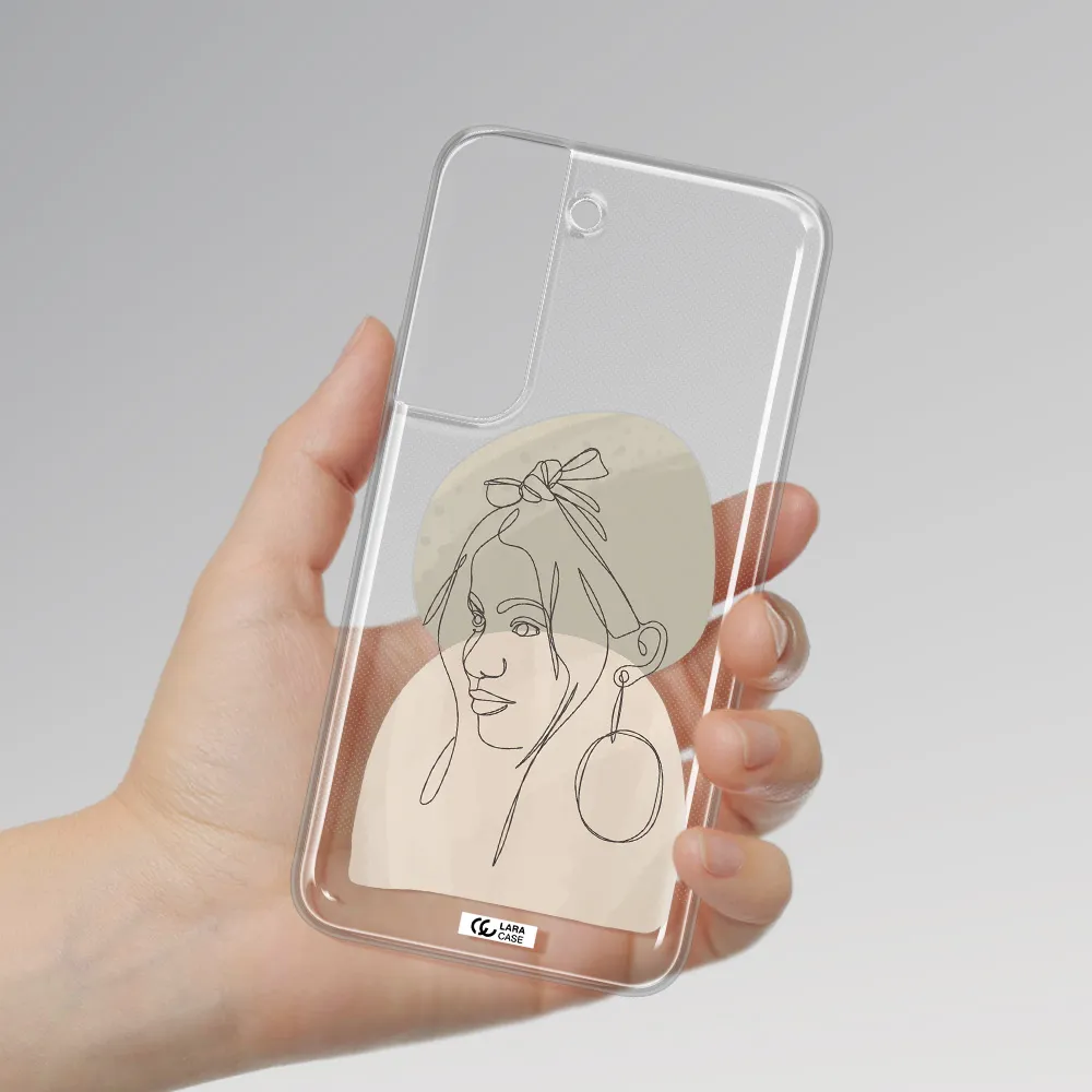 Abstract Female Face Line Art Samsung S 22 Clear TPU Case