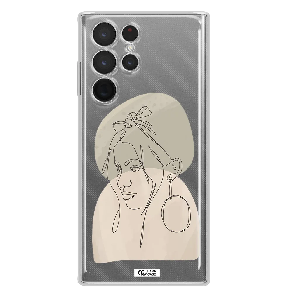 Abstract Female Face Line Art Samsung S 22 Ultra Clear TPU Case