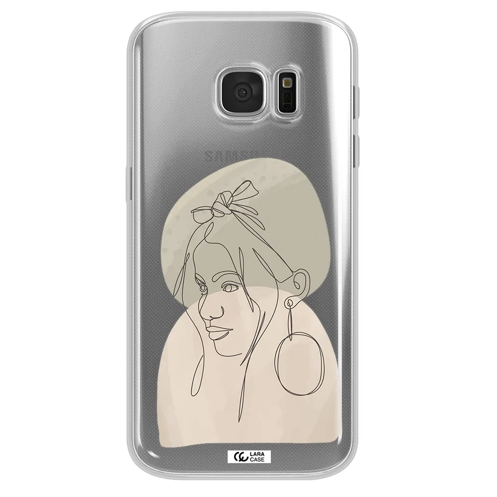 Abstract Female Face Line Art Samsung S 7 Clear TPU Case