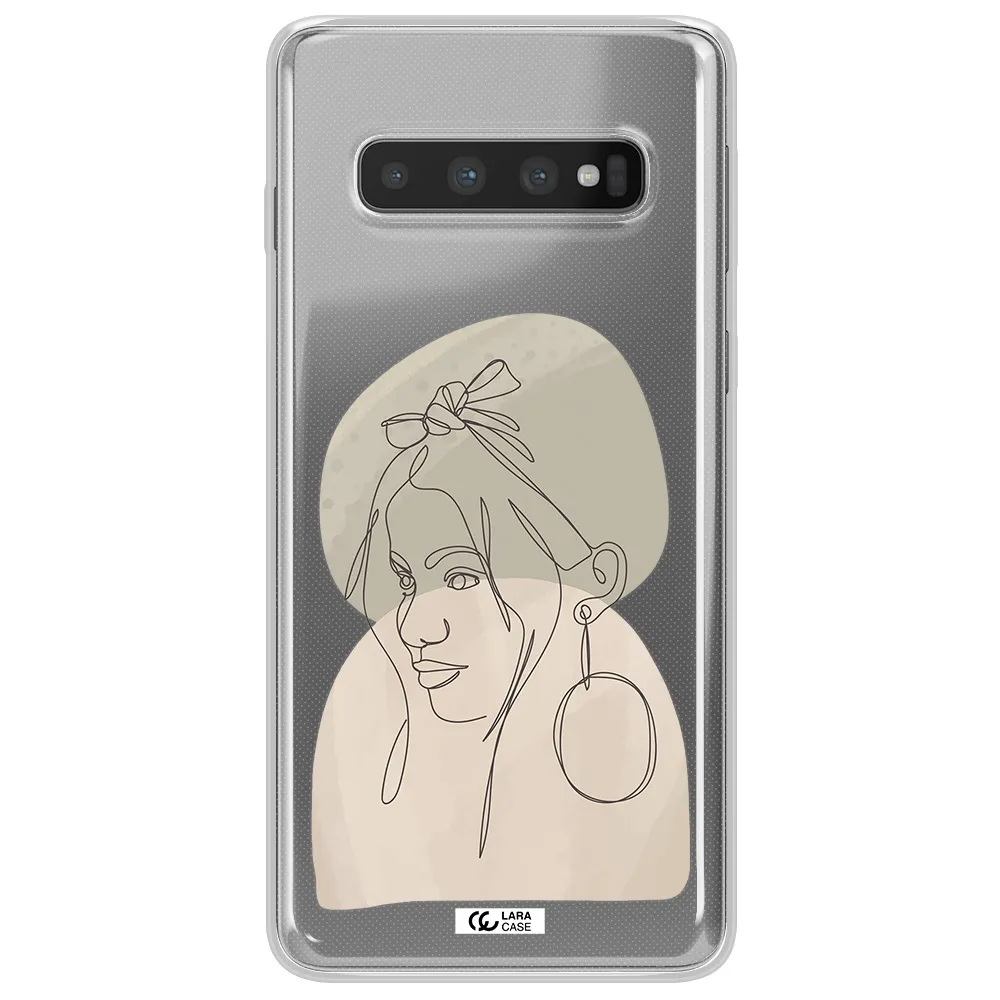 Abstract Female Face Line Art Samsung S10 Plus Clear TPU Case