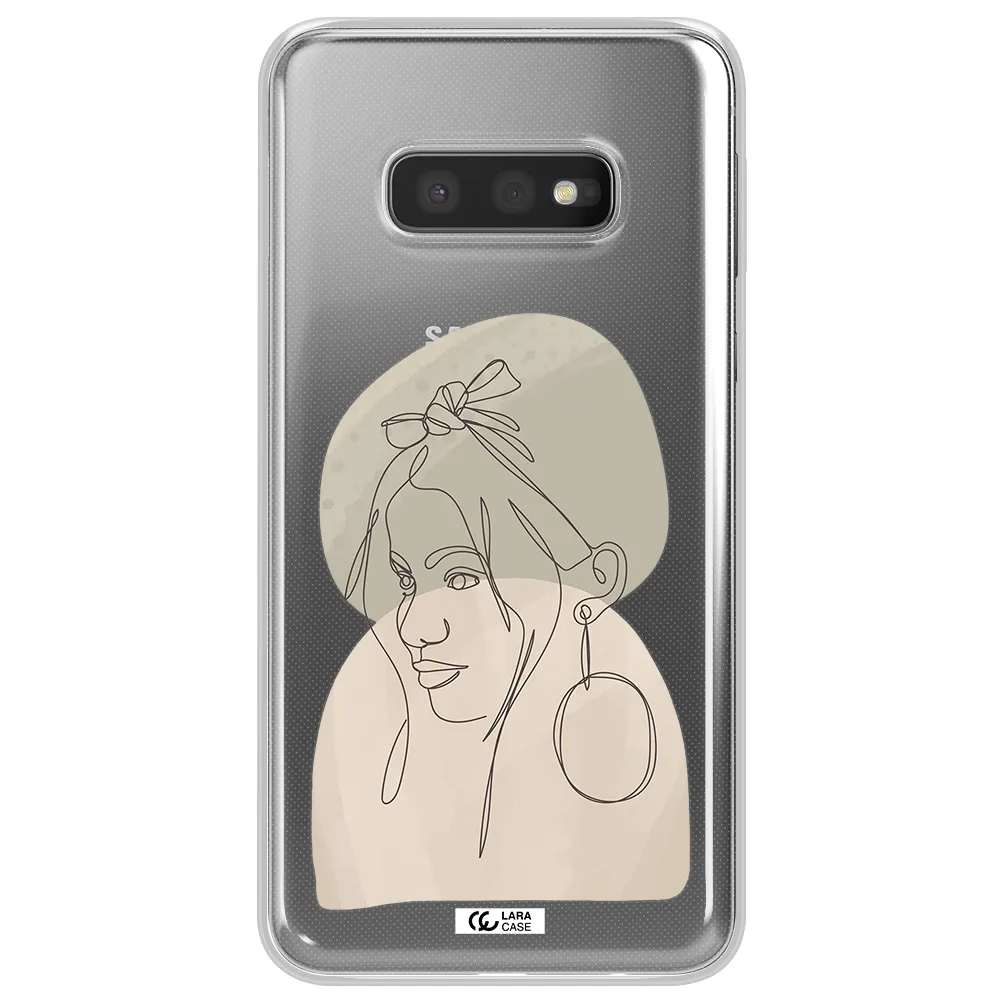 Abstract Female Face Line Art Samsung S10e Clear TPU Case