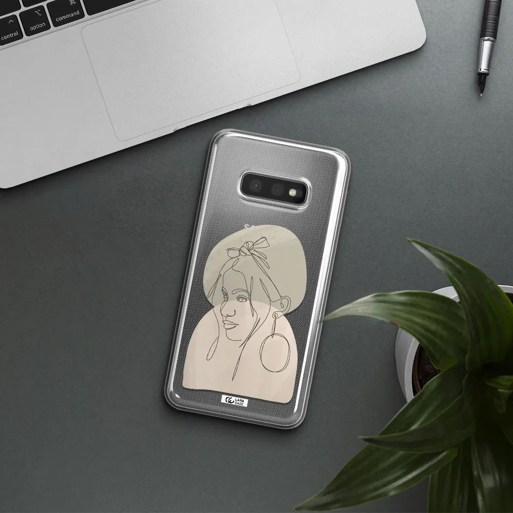 Abstract Female Face Line Art Samsung S10e Clear TPU Case