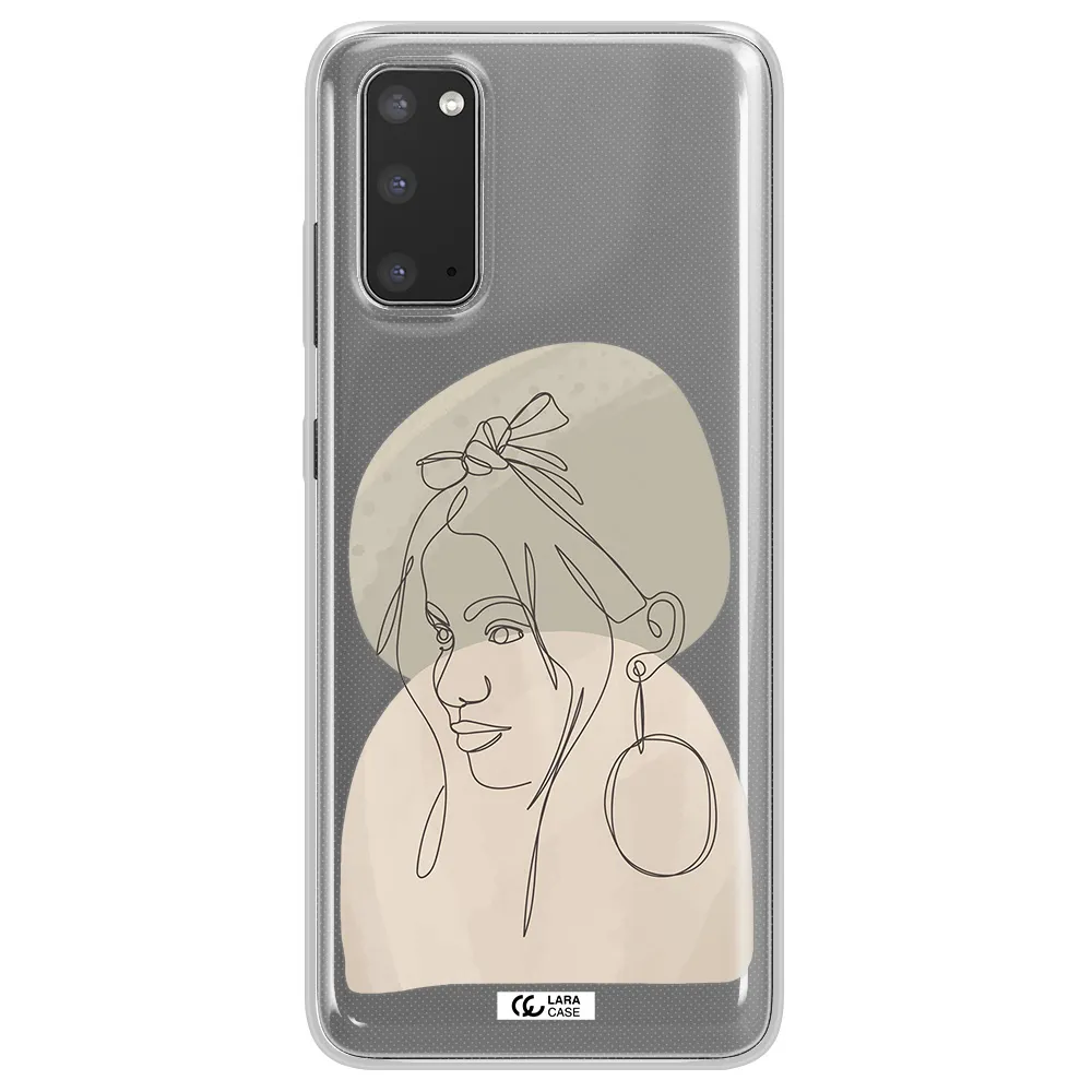 Abstract Female Face Line Art Samsung S20 Clear TPU Case