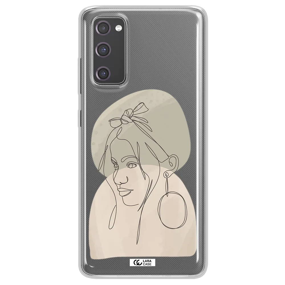 Abstract Female Face Line Art Samsung S20 Fe Clear TPU Case