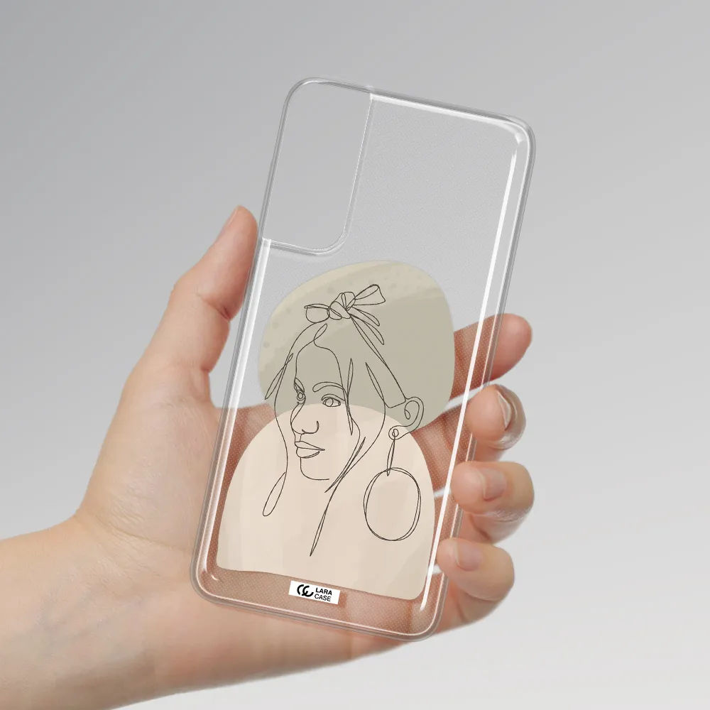Abstract Female Face Line Art Samsung S21 Clear TPU Case
